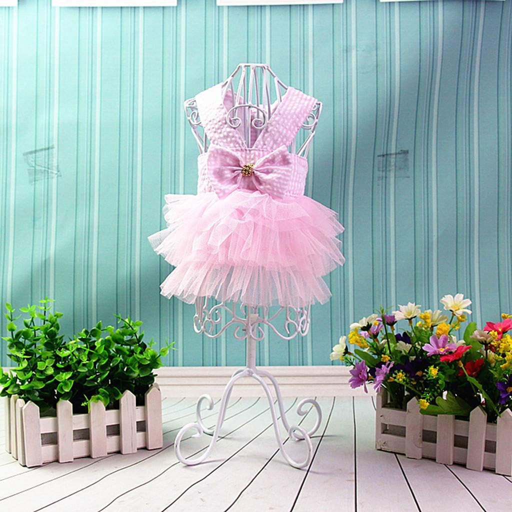 Girl Dog Stripe Print Dress Clothes Tutu Dresses Pet Cat Puppy Costumes Apparel (S, Pink)