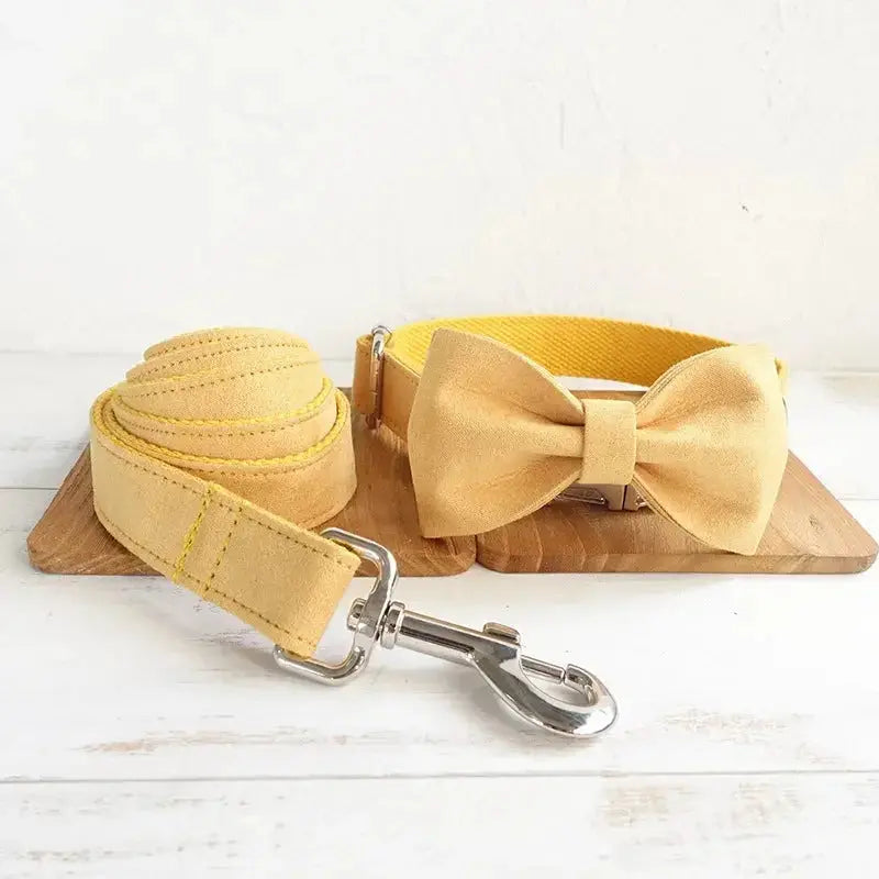 Stylish Yellow Pet Bow Tie Collar & Matching Leash My Store