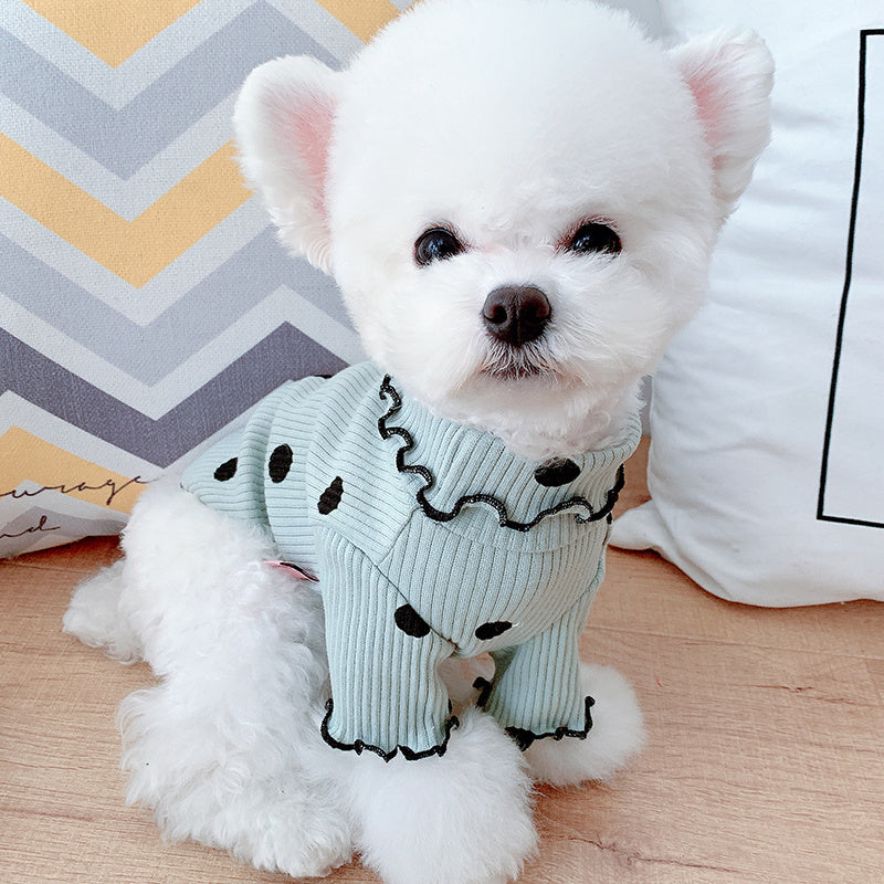 Polkadot Print cute turtleneck dog bottoming shirt