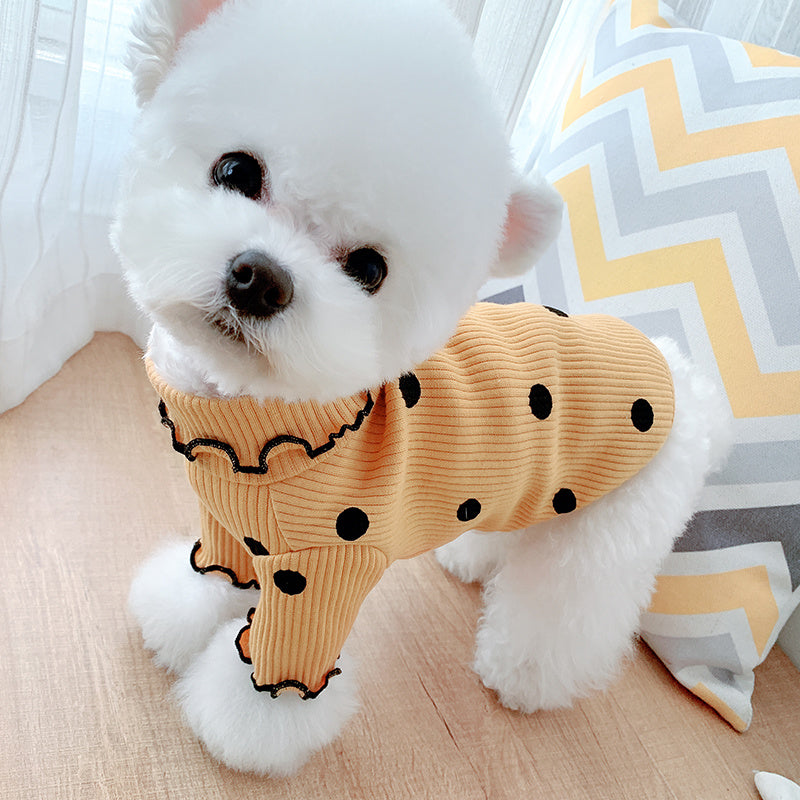 Polkadot Print cute turtleneck dog bottoming shirt