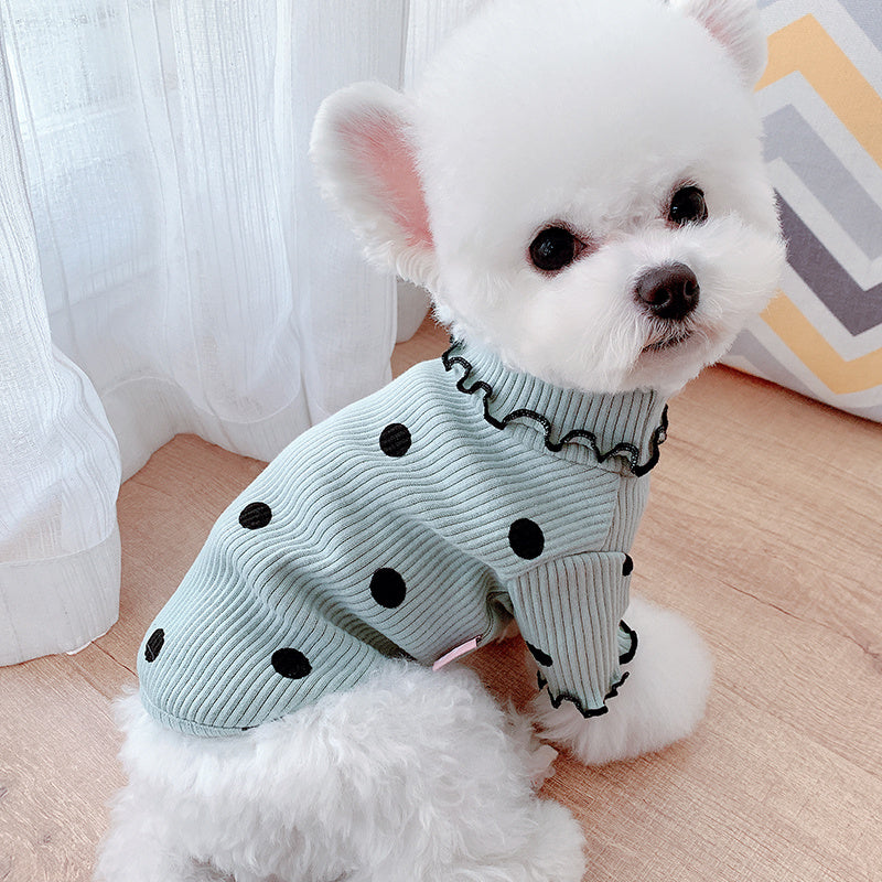 Polkadot Print cute turtleneck dog bottoming shirt