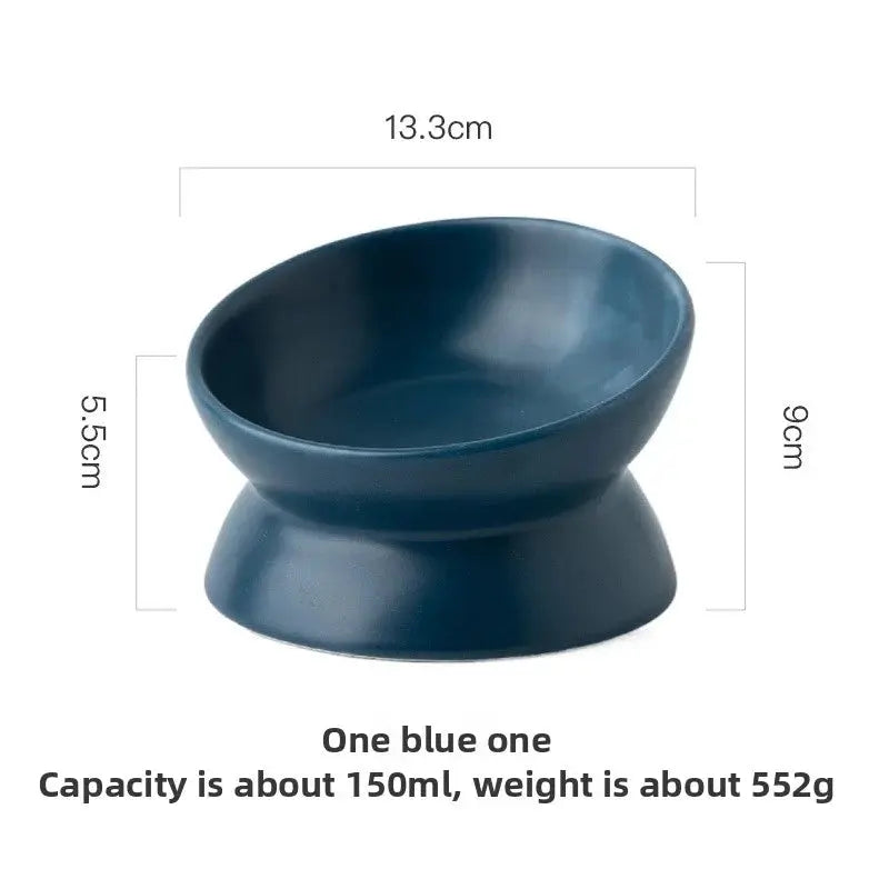 Slanted-mouthed high-legged pet food bowl Teemdrop