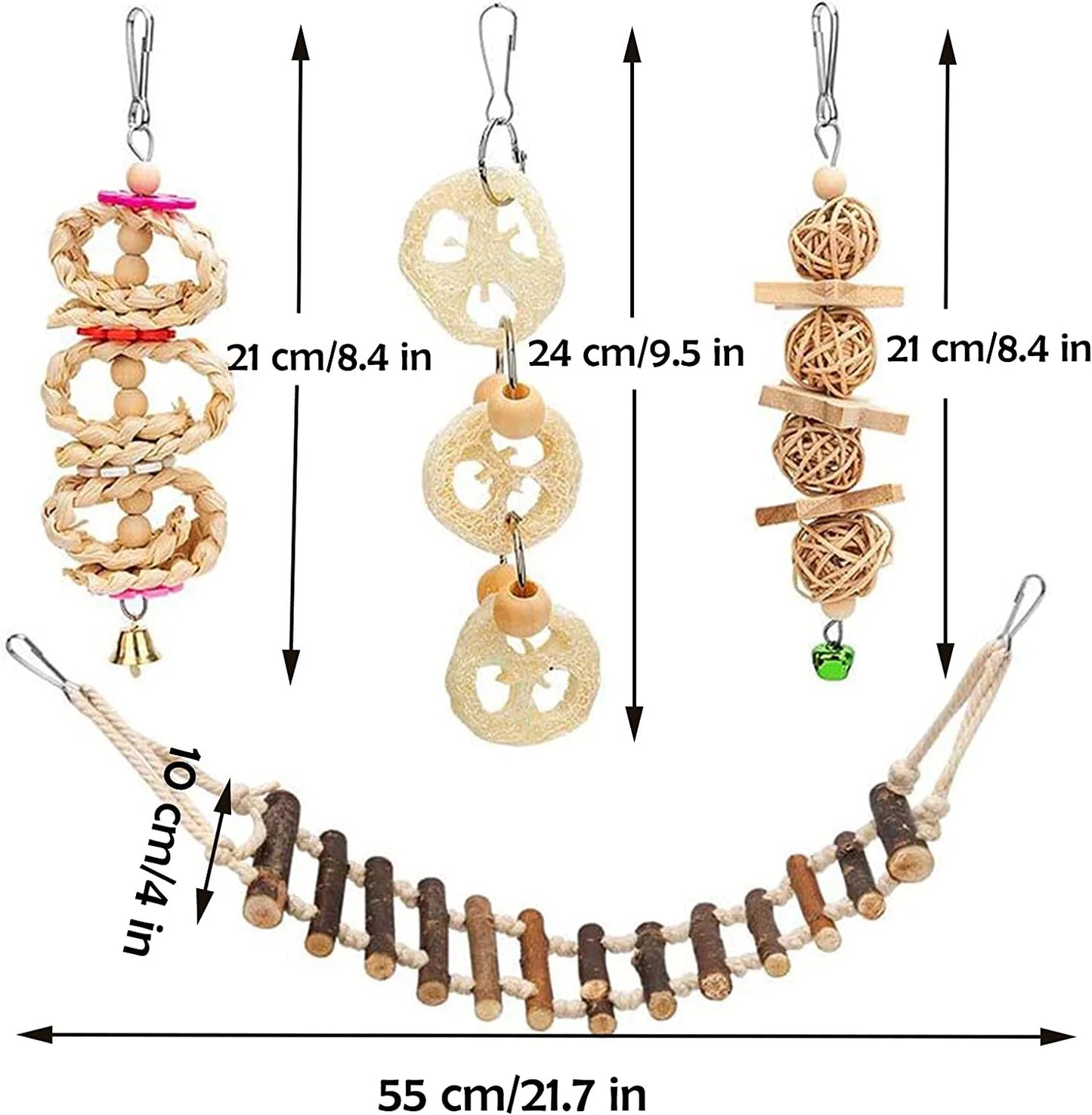 8 Pack Bird Toys for Parakeet Toys for Bird Cage Accessories Parakeets Swing Chewing Toys, Wooden Bird Toys for Cage Parrots Toys, Bird Training Toys, Parrot Hanging Swing