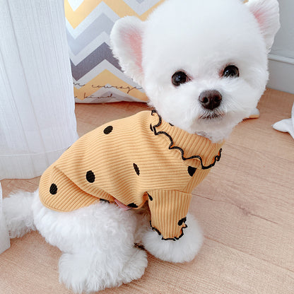 Polkadot Print  cute turtleneck dog bottoming shirt