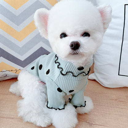 Polkadot Print  cute turtleneck dog bottoming shirt