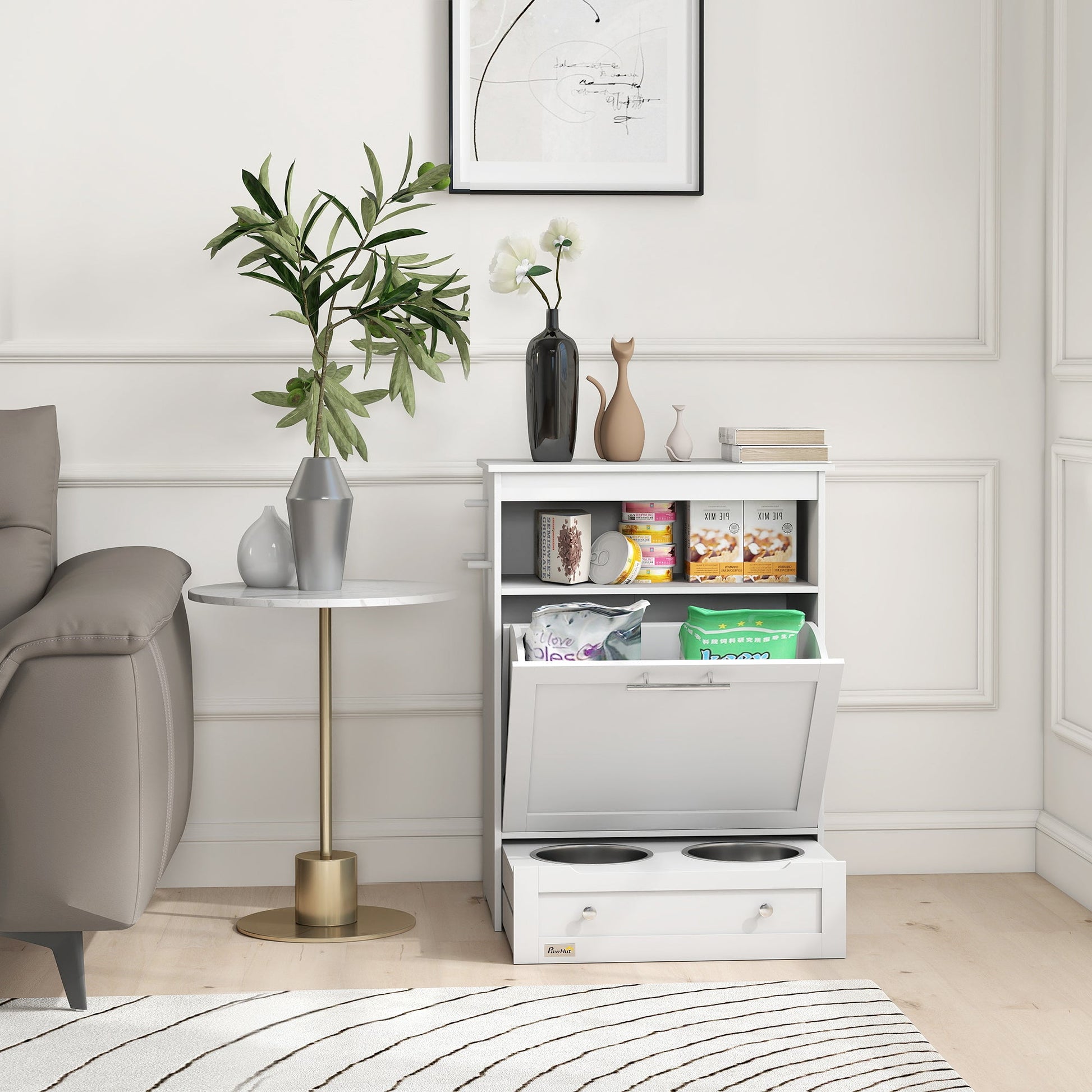 Pet Feeder Station Storage Cabinet Chic Pet Essentials