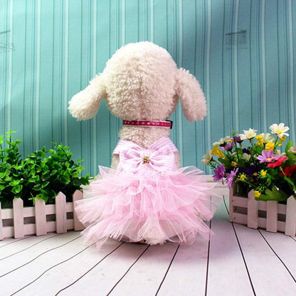 Girl Dog Stripe Print Dress Clothes Tutu Dresses Pet Cat Puppy Costumes Apparel (S, Pink)