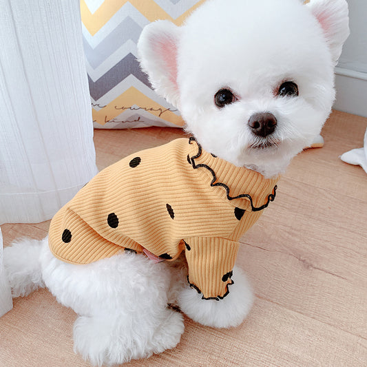 Polkadot Print  cute turtleneck dog bottoming shirt