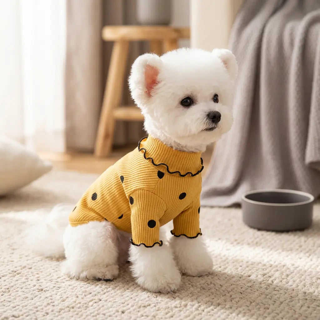 Polkadot Print cute turtleneck dog bottoming shirt My Store