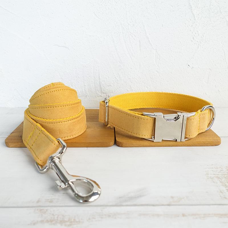 Stylish Yellow Pet Bow Tie Collar & Matching Leash