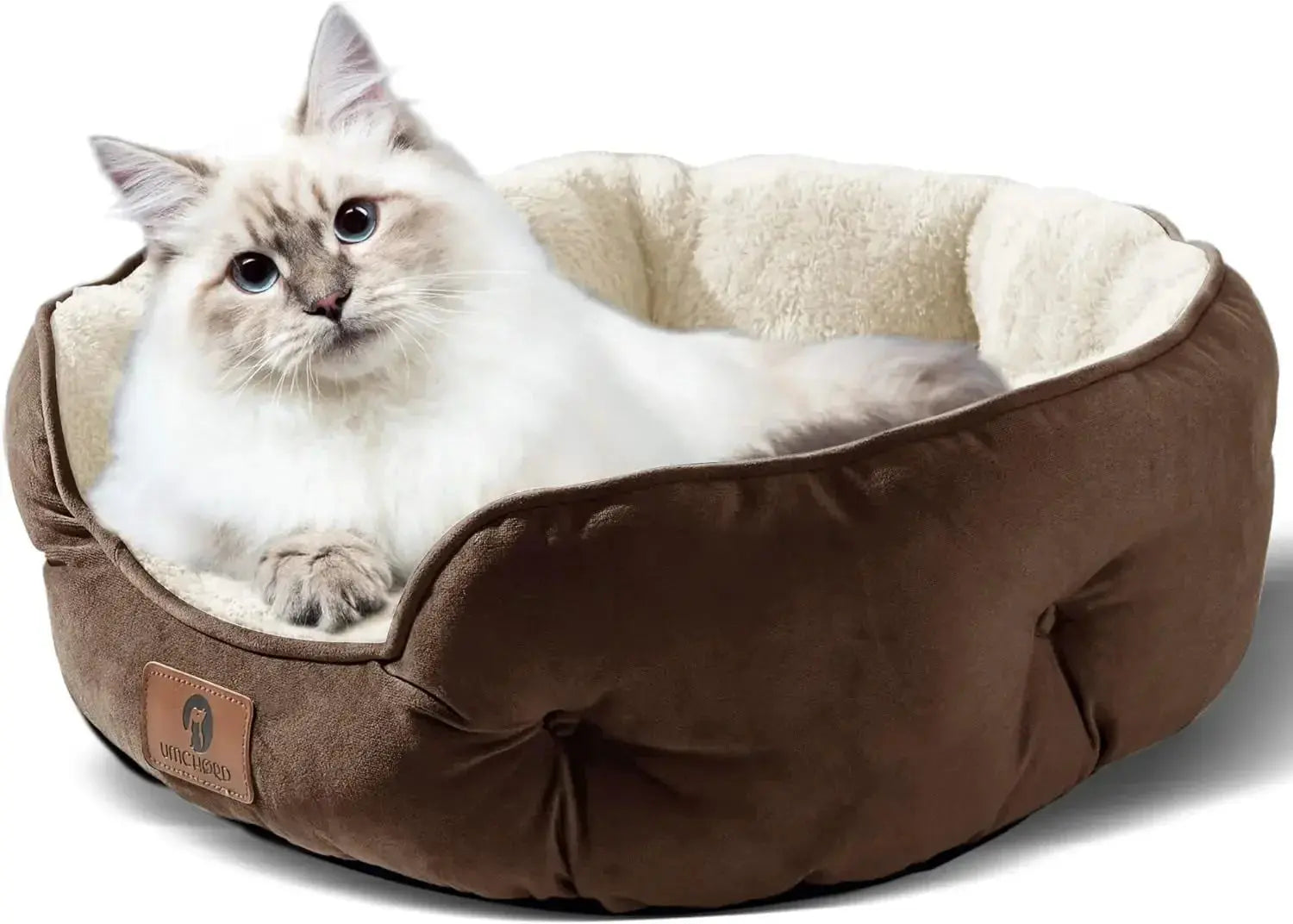 Deluxe Brown Small Dog Bed and Cat Bed - Extra Soft, Water-Resistant, and Machine Washable for Cozy Comfort