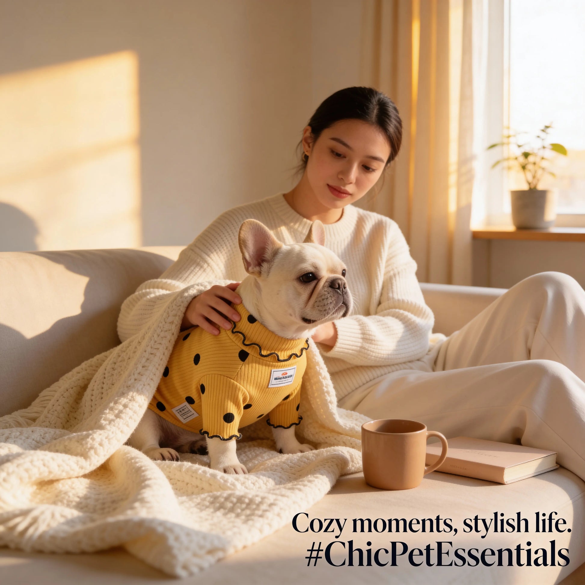 Polkadot Print cute turtleneck dog bottoming shirt My Store